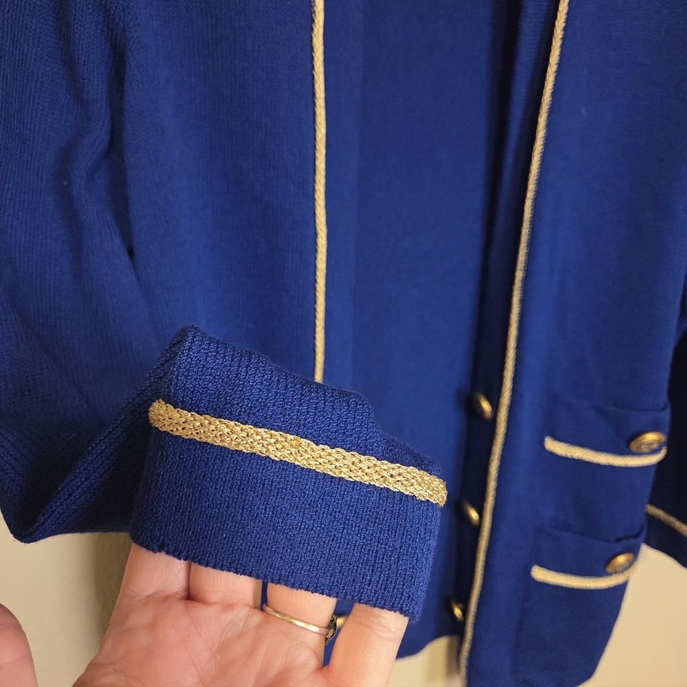 St. John Collection Marie Gray Military Jacket Cardigan Santana Knit Vintage - Picture 7 of 11